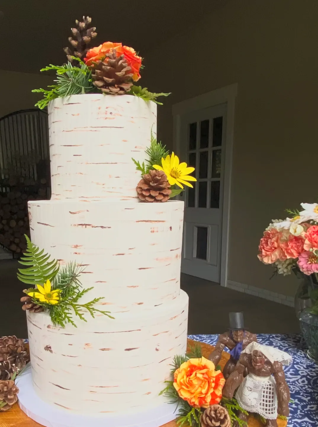 slice-of-heaven-bellingham-wedding-cake-three-tier-birch-bark-rustic-woodland image
